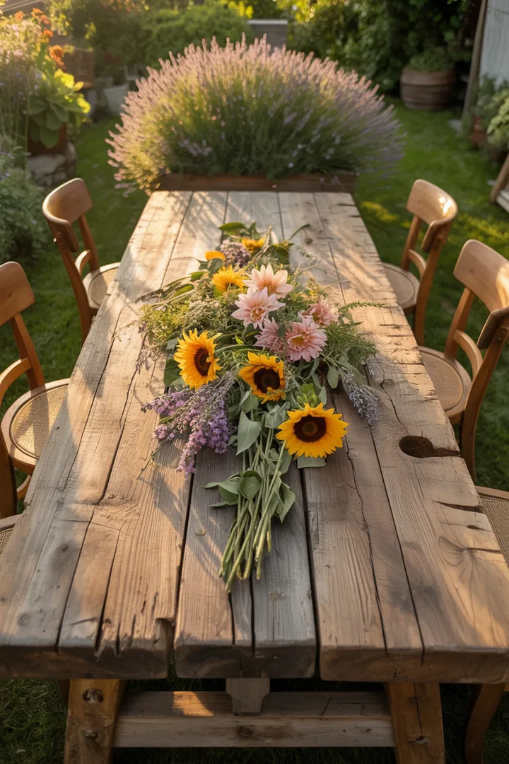 Rustikales Möbelstück aus recyceltem Holz, das durch Upcycling-Techniken in ein einzigartiges Design verwandelt wurde, ideal für Naturmöbel-Liebhaber.