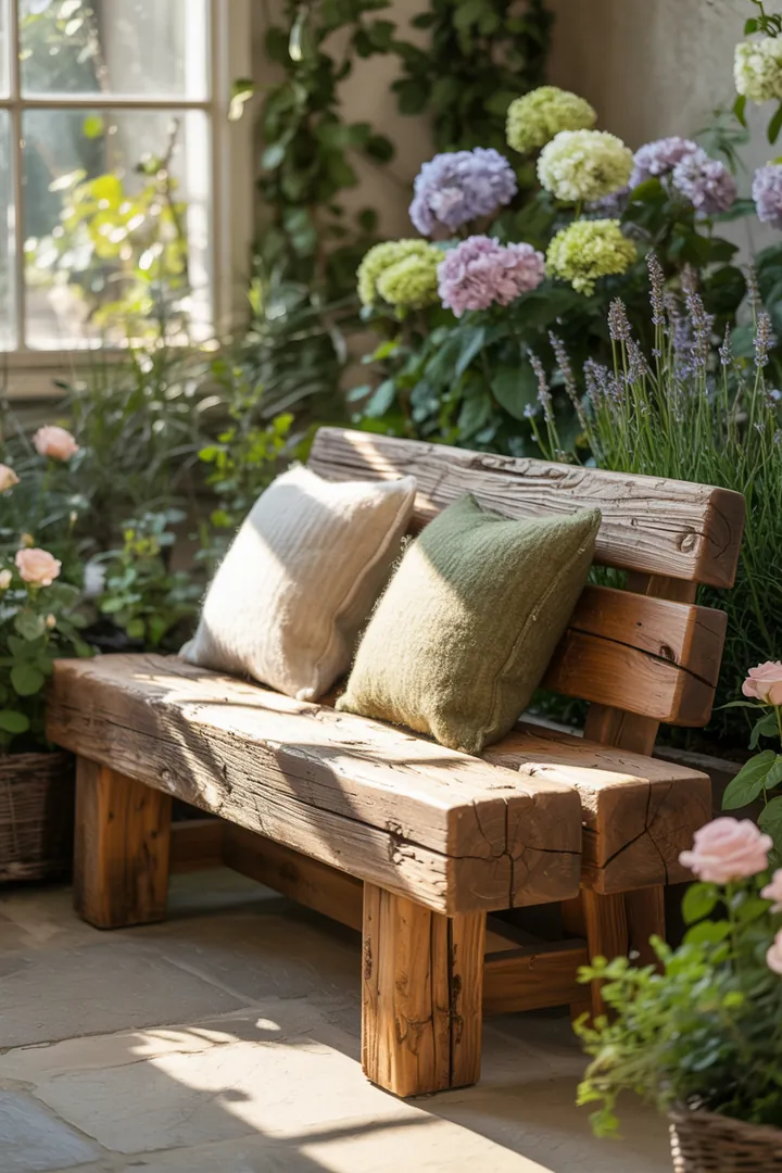 Rustikale Möbel aus recyceltem Holz, die durch Upcycling entstehen, vereinen natürliches Design und Nachhaltigkeit für stilvolle Einrichtungsideen.