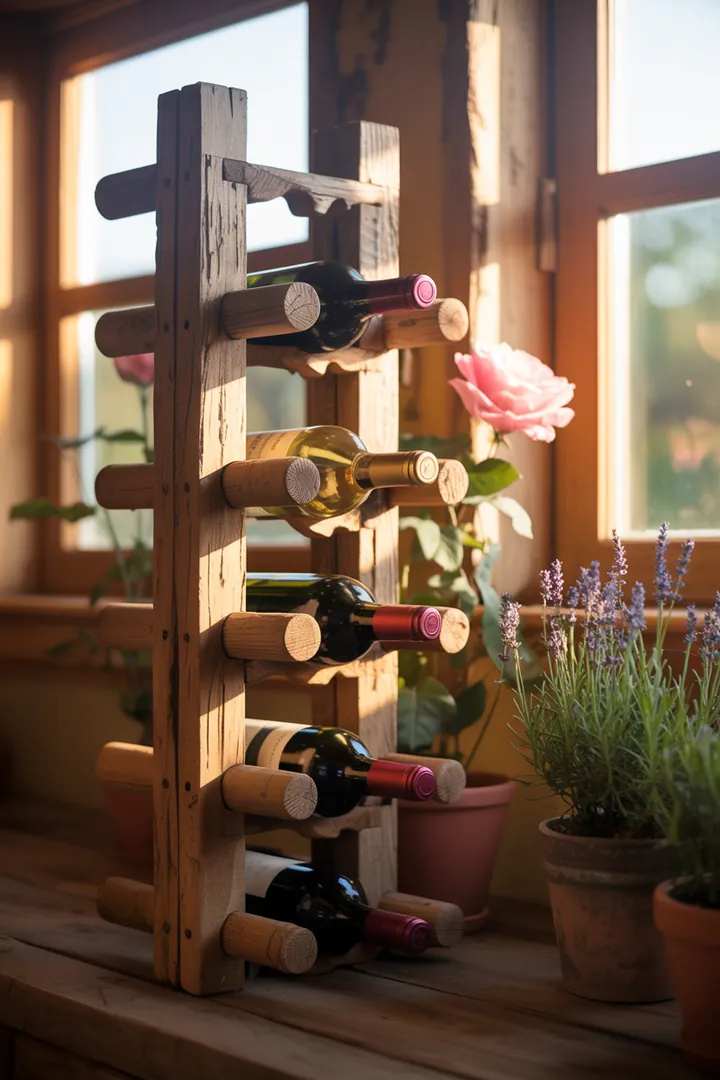 Rustikales Möbelstück aus recyceltem Holz, das mit kreativem Upcycling gestaltet wurde, um natürliche Eleganz und Nachhaltigkeit zu vereinen.