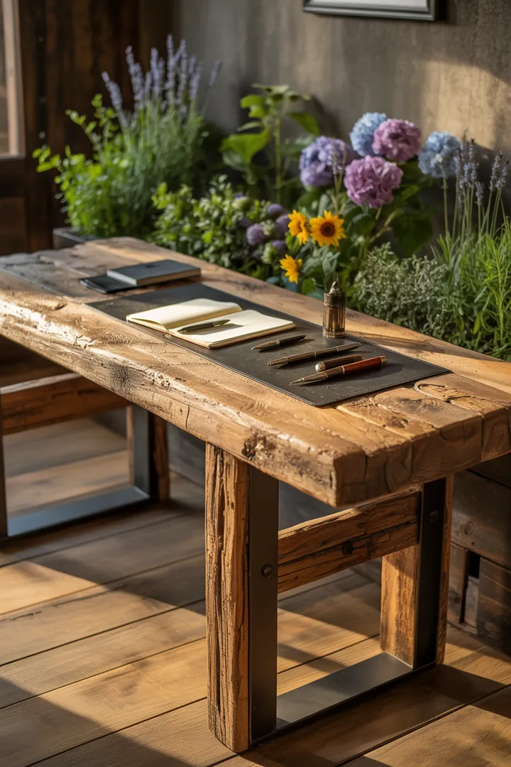 Rustikale Möbel aus recyceltem Holz, die durch Upcycling entstehen und ein einzigartiges, natürliches Design bieten. Ideal für Naturliebhaber.