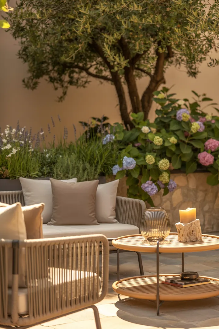 Stylische Sitzgruppe für den Außenbereich, ideal für entspannte Stunden, mit wetterfesten Materialien und modernem Flair. Perfect für jede Terrasse!