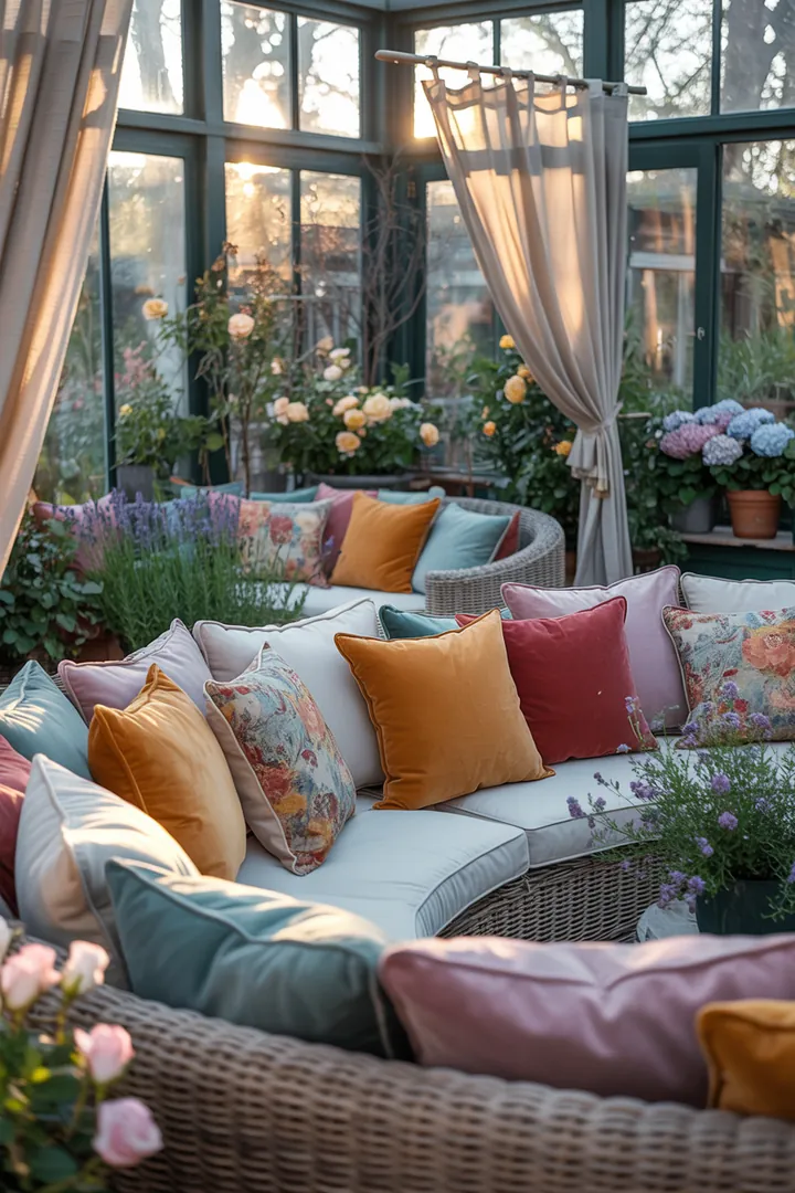 Elegante Möbel für den Innen-Außen-Bereich, perfekt für entspannte Stunden im verglasten Garten, aus langlebigem Polyrattan gefertigt. Ideal für die stilvolle Wintergarten-Einrichtung.