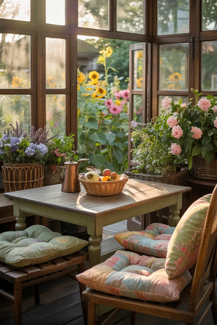 Gemütliche Sitzgruppe aus strapazierfähigem Material, ideal für den Übergang zwischen Innen- und Außenbereich, perfekt für stilvolle Wintergarten-Einrichtung.