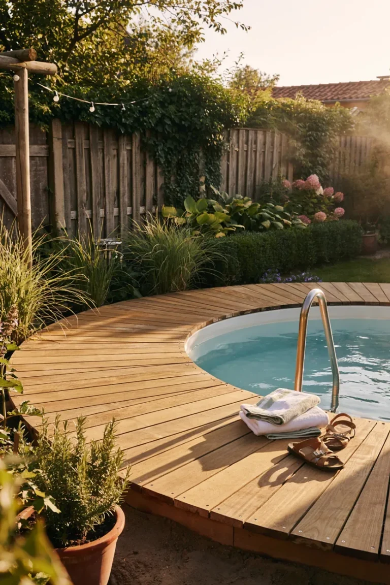 poolumrandung aus holz selber bauen – Idee 1