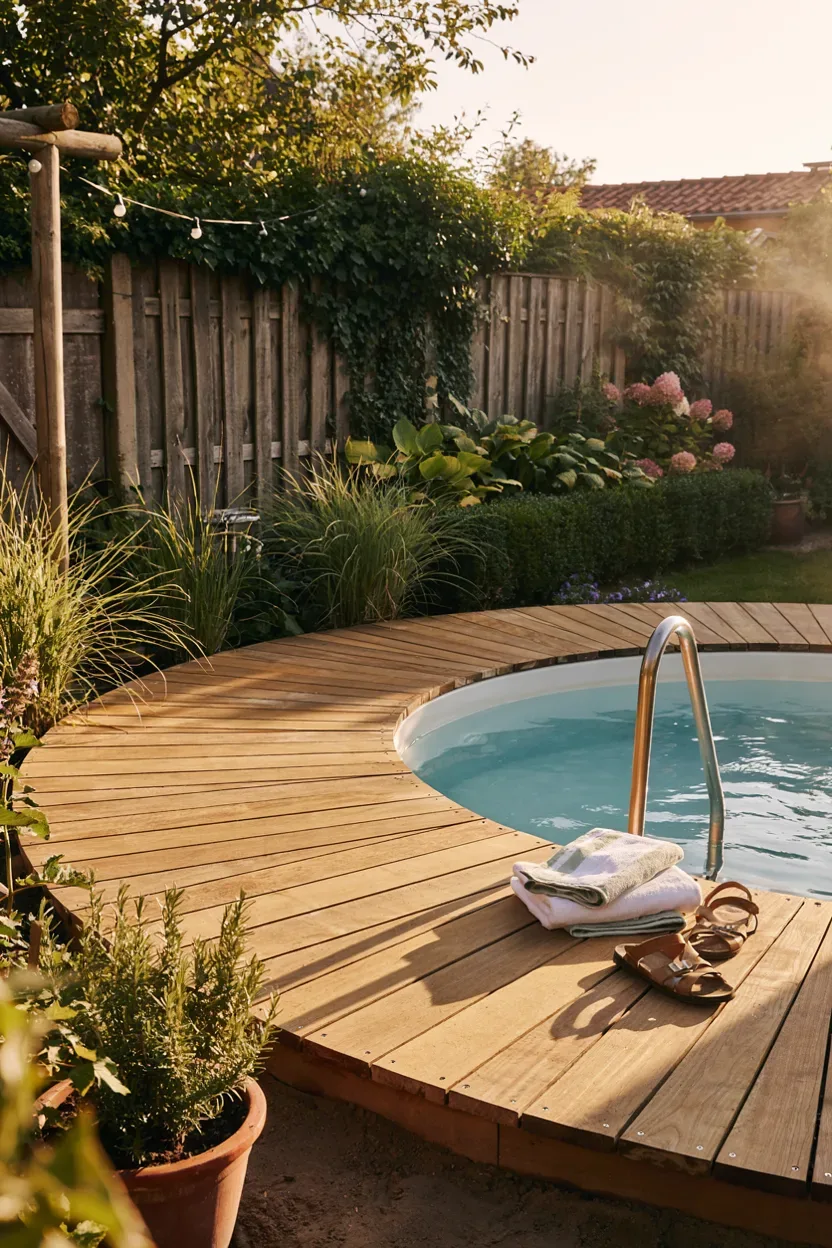 poolumrandung aus holz selber bauen – Idee 1