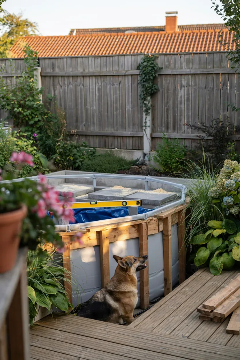 poolumrandung aus holz selber bauen – Idee 2