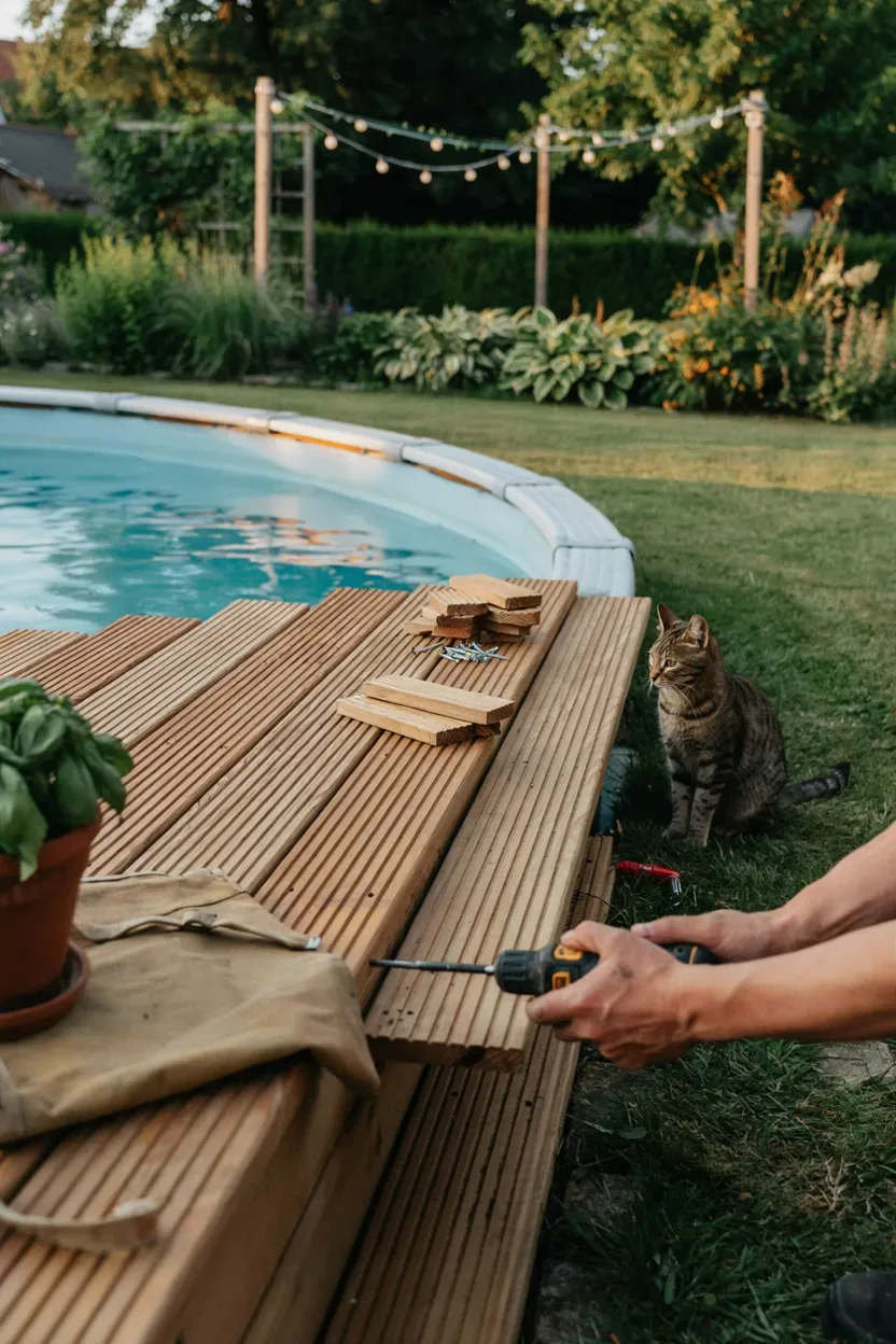 poolumrandung aus holz selber bauen – Idee 3